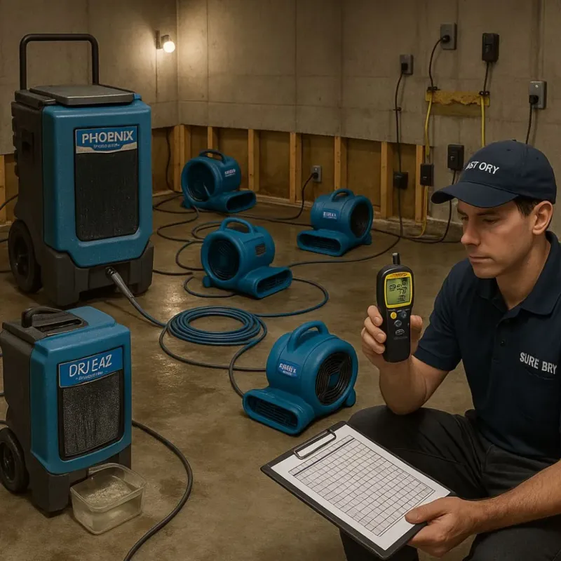 Structural Drying and Dehumidification process in Pacheco, CA